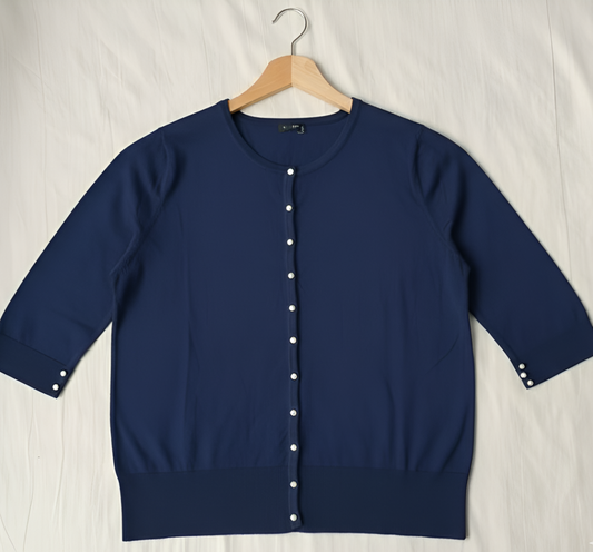 Classic Navy Knit Cardigan