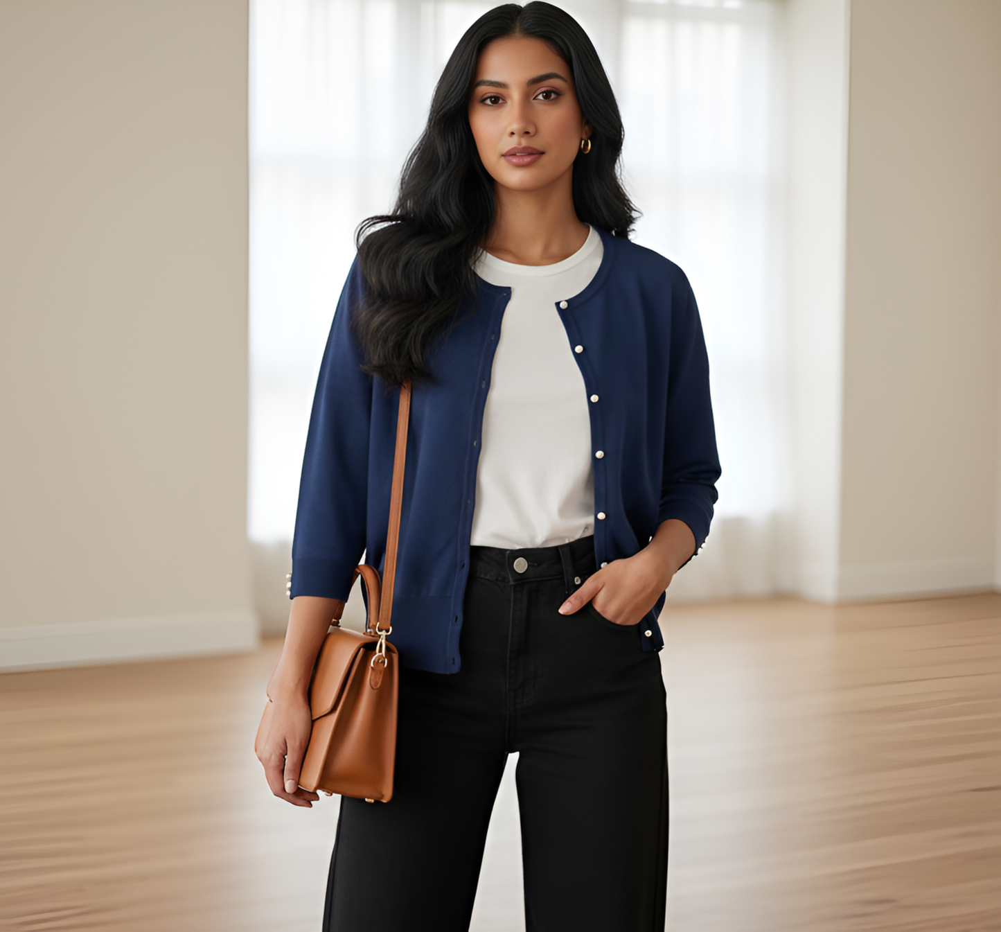 Classic Navy Knit Cardigan