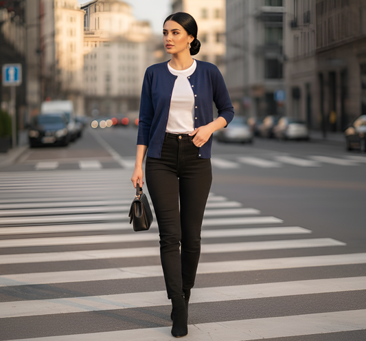 Classic Navy Knit Cardigan